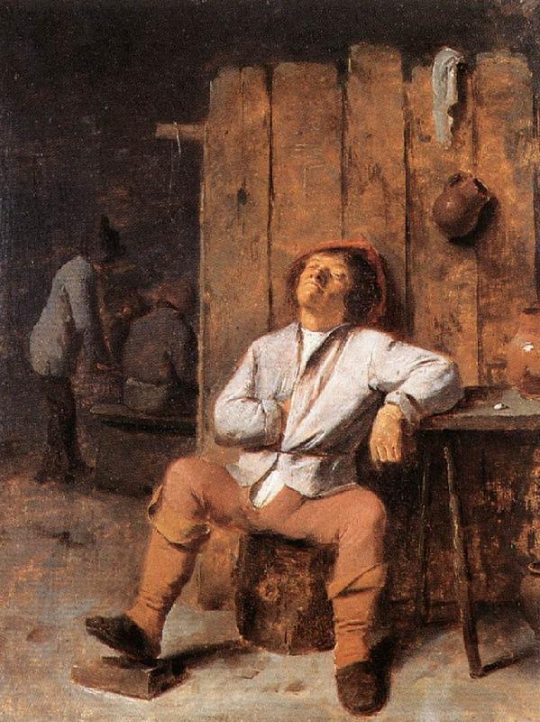 BROUWER, Adriaen A Boor Asleep oil painting image